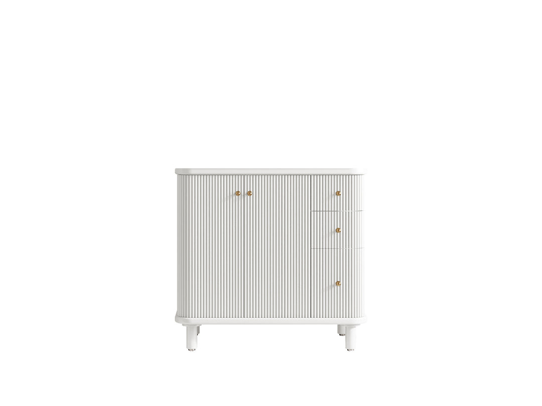 Miami 36 in. W x 22 in. D Left Offset Sink Bathroom Vanity in White with Countertop - Cabinet Only