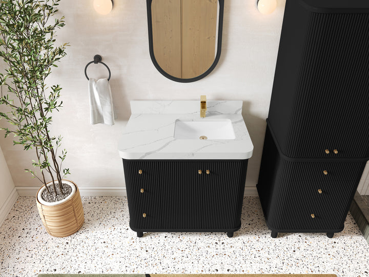 Miami 36 in. W x 22 in. D Right Offset Sink Bathroom Vanity - photo 8