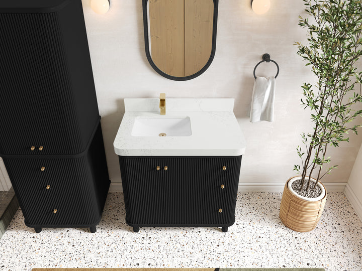 Miami 36 in. W x 22 in. D Left Offset Sink Bathroom Vanity - photo 16