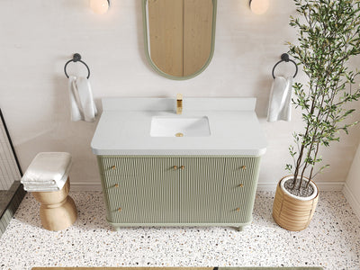 Miami 48 in. W x 22 in. D Single Sink Bathroom Vanity in Evergreen with 2 in Carrara Quartz Countertop - Top View