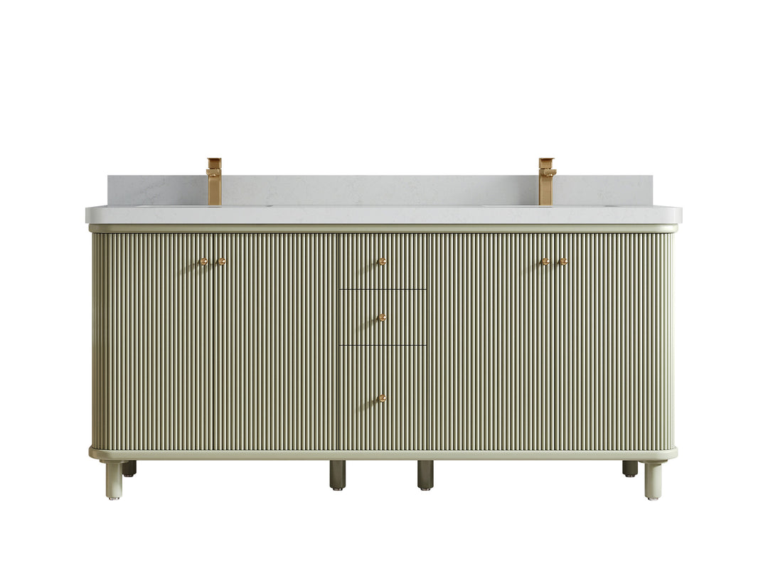 Miami 72 in. W x 22 in. D Double Sink Bathroom Vanity in Evergreen with 2 in Carrara Quartz Countertop