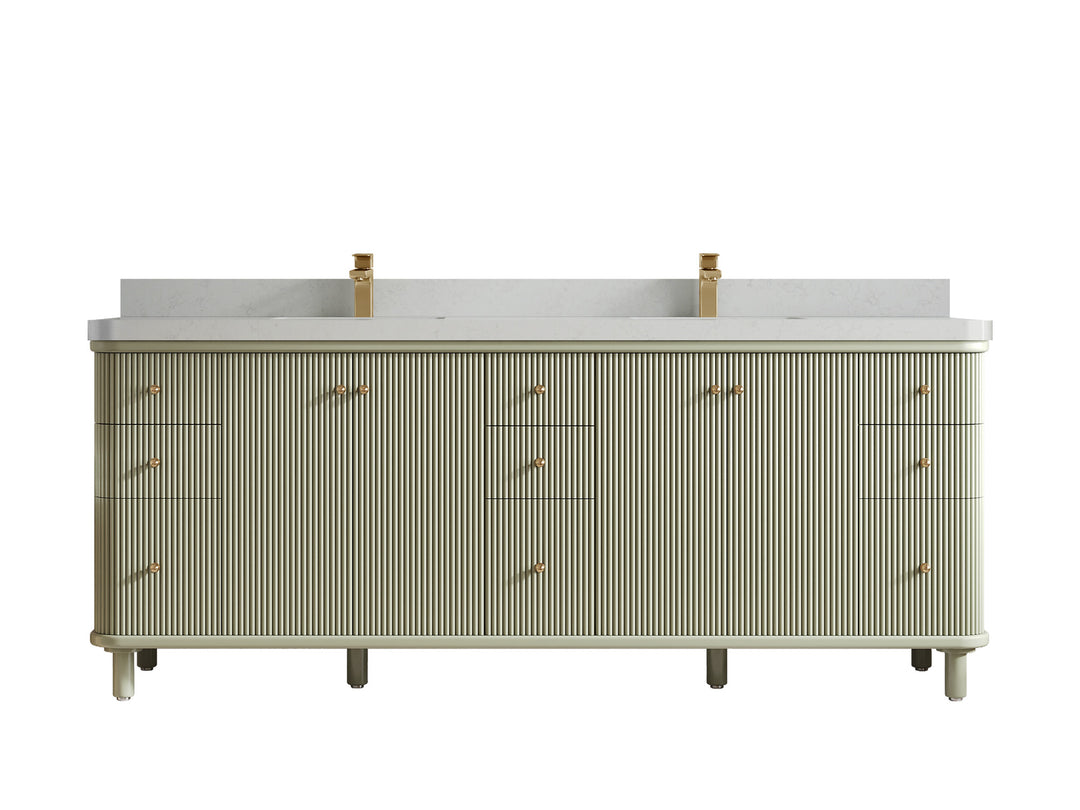 Miami 84 in. W x 22 in. D Double Sink Bathroom Vanity in Evergreen with 2 in Carrara Quartz Countertop