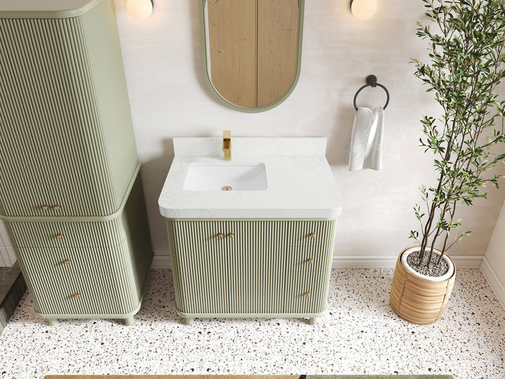 Miami 36 in. W x 22 in. D Left Offset Sink Bathroom Vanity - photo 16