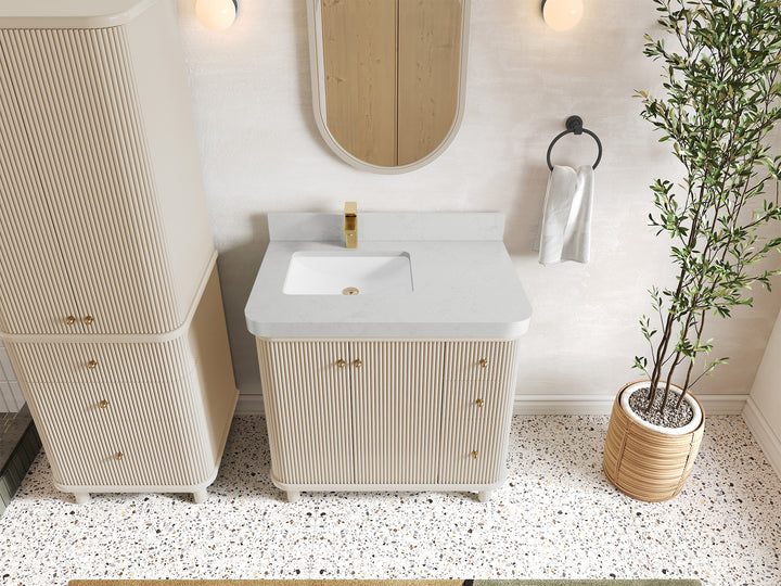 Miami 36 in. W x 22 in. D Left Offset Sink Bathroom Vanity - photo 14