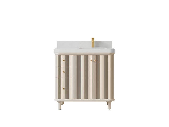 Miami 36 in. W x 22 in. D Right Offset Sink Bathroom Vanity - photo 15