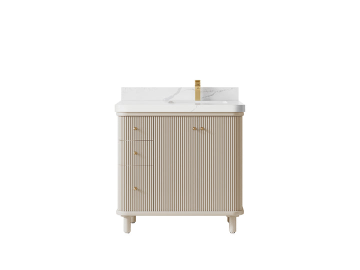 Miami 36 in. W x 22 in. D Right Offset Sink Bathroom Vanity - photo 9