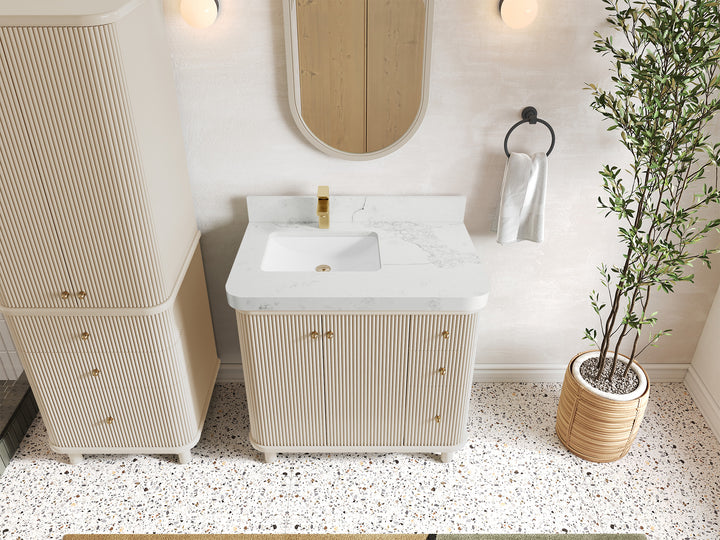 Miami 36 in. W x 22 in. D Left Offset Sink Bathroom Vanity - photo 10