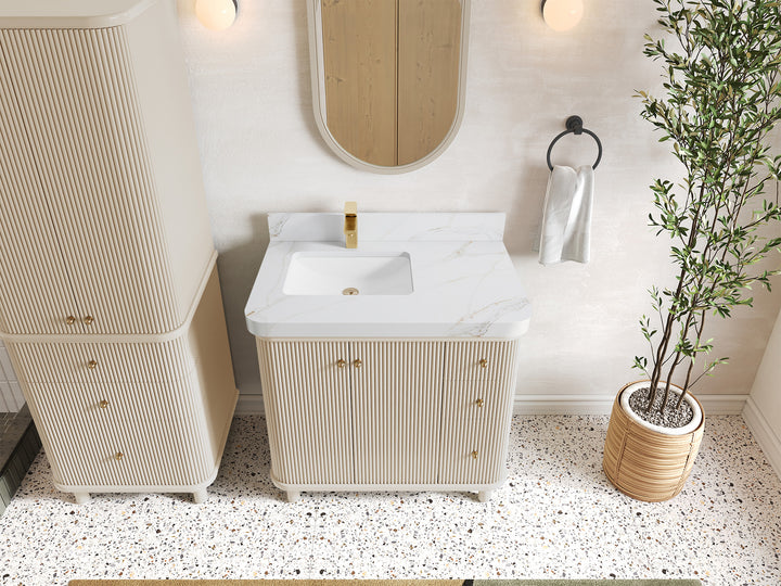 Miami 36 in. W x 22 in. D Left Offset Sink Bathroom Vanity - photo 22