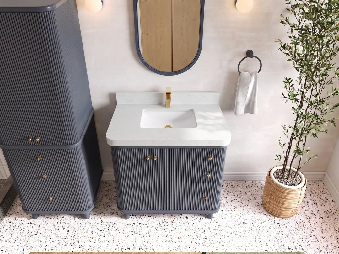 Miami Collection Bath Vanity - 36" W x 22" D with Center Sink | 
              
                Hale Navy Blue
                
                  
             - MIA_HLN_CA_LZ_36CL - photo №7