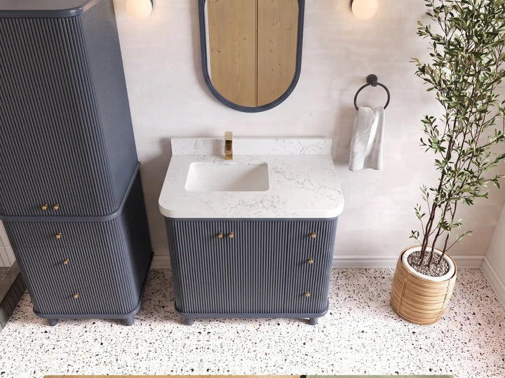 Miami 36 in. W x 22 in. D Left Offset Sink Bathroom Vanity - photo 7