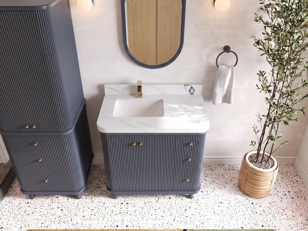 Miami 36 in. W x 22 in. D Left Offset Sink Bathroom Vanity | 
              
                Hale Navy Blue
                
                  
             - MIA_HLN_CA_LZ_36L - photo №9
