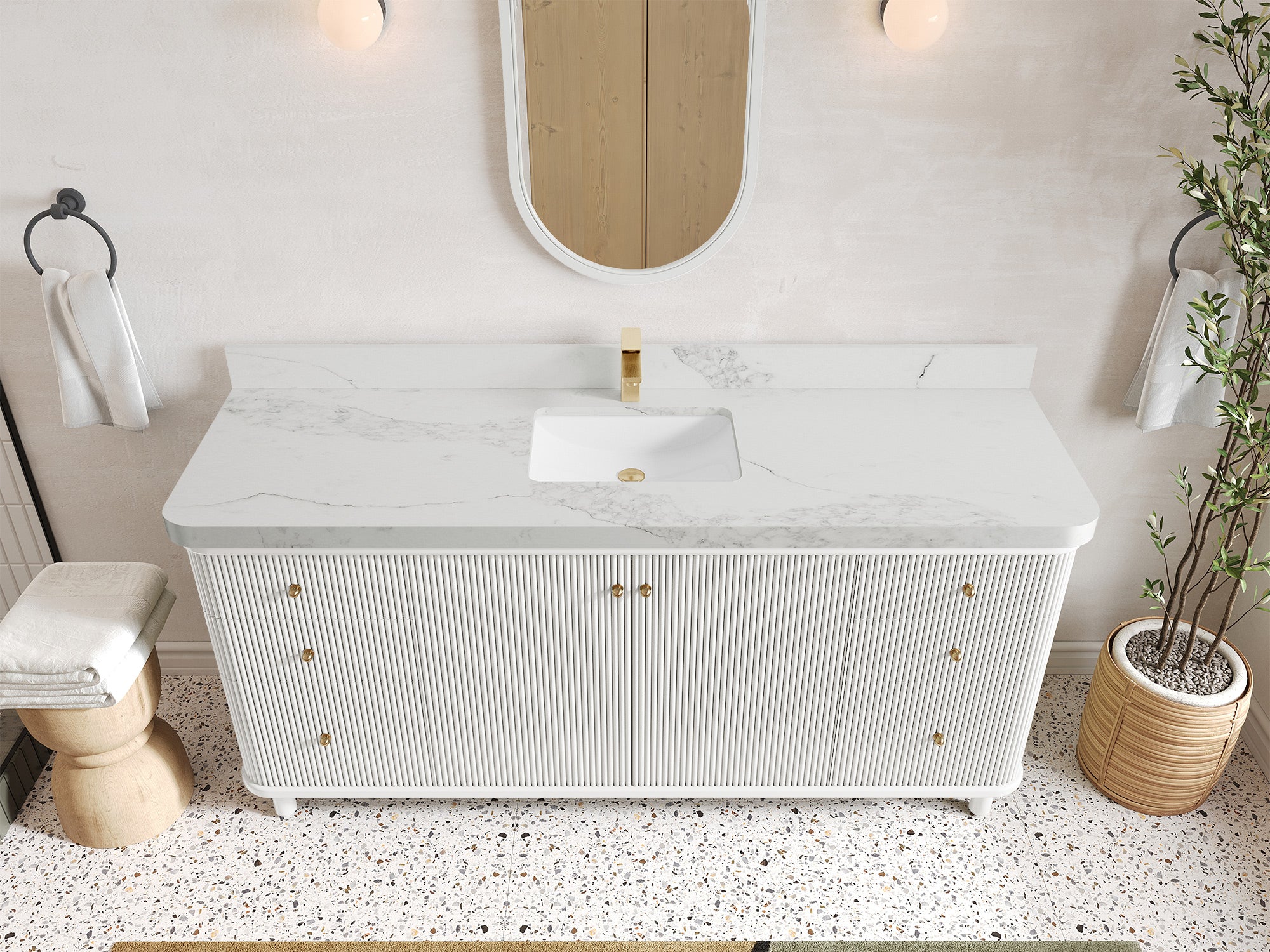 Miami 72 in. W x 22 in. D Fluted Single Sink Bathroom Vanity