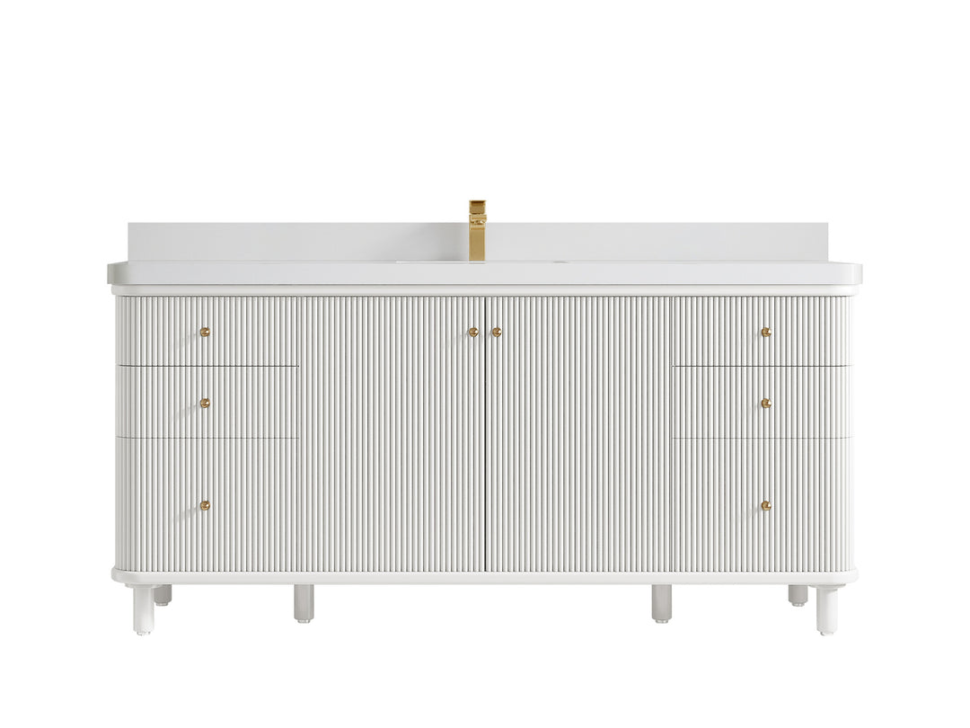 Miami 72 in. W x 22 in. D Double Sink Bathroom Vanity in White with 2 in White Quartz Countertop