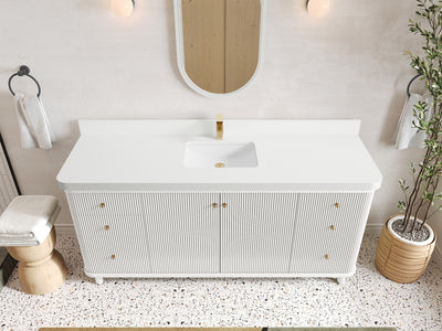 Miami 72 in. W x 22 in. D Fluted Single Sink Bathroom Vanity