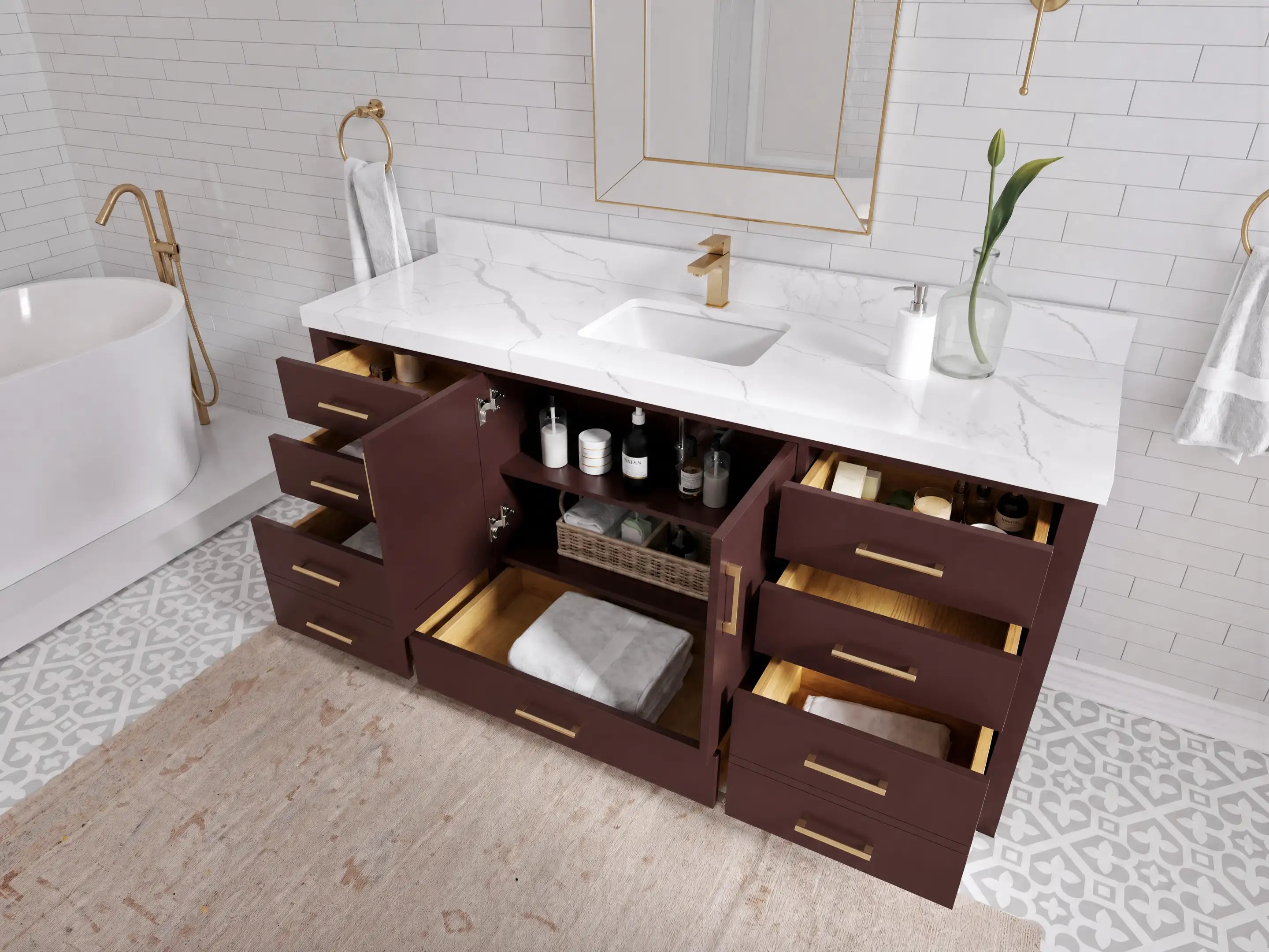 Malibu 72 in. W x 22 in. D Single Sink Bathroom Vanity