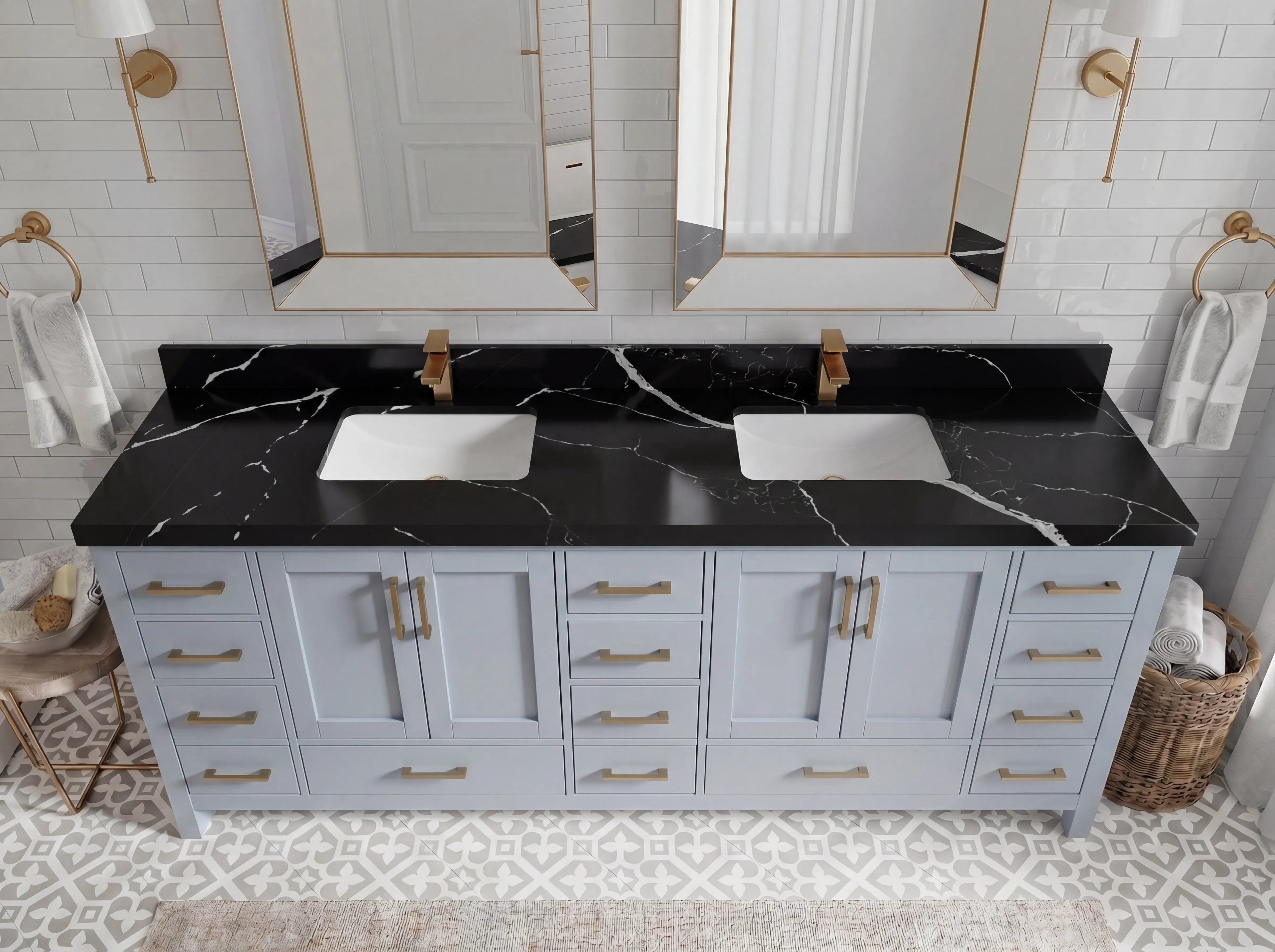 Malibu 84 in. W x 22 in. D Double Sink Bathroom Vanity