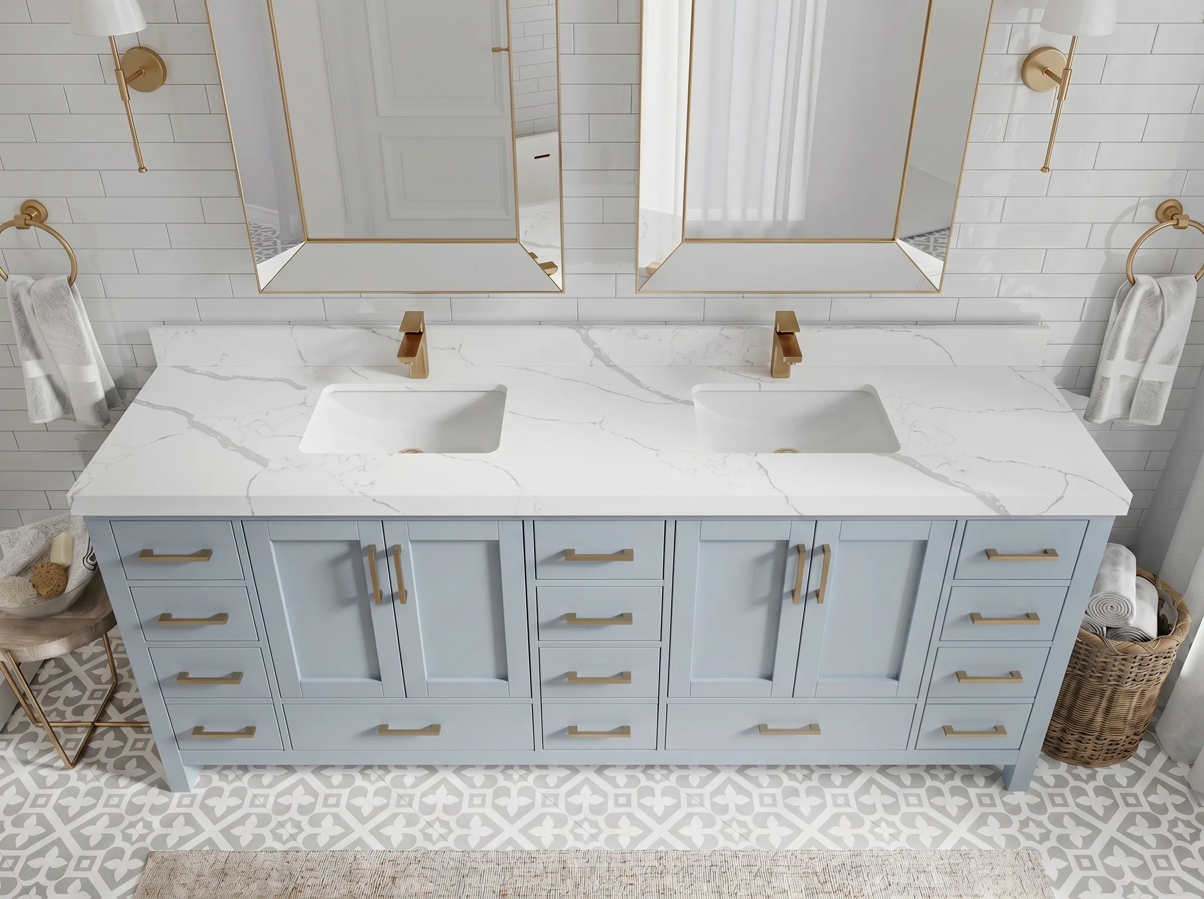 Malibu 84 in. W x 22 in. D Double Sink Bathroom Vanity