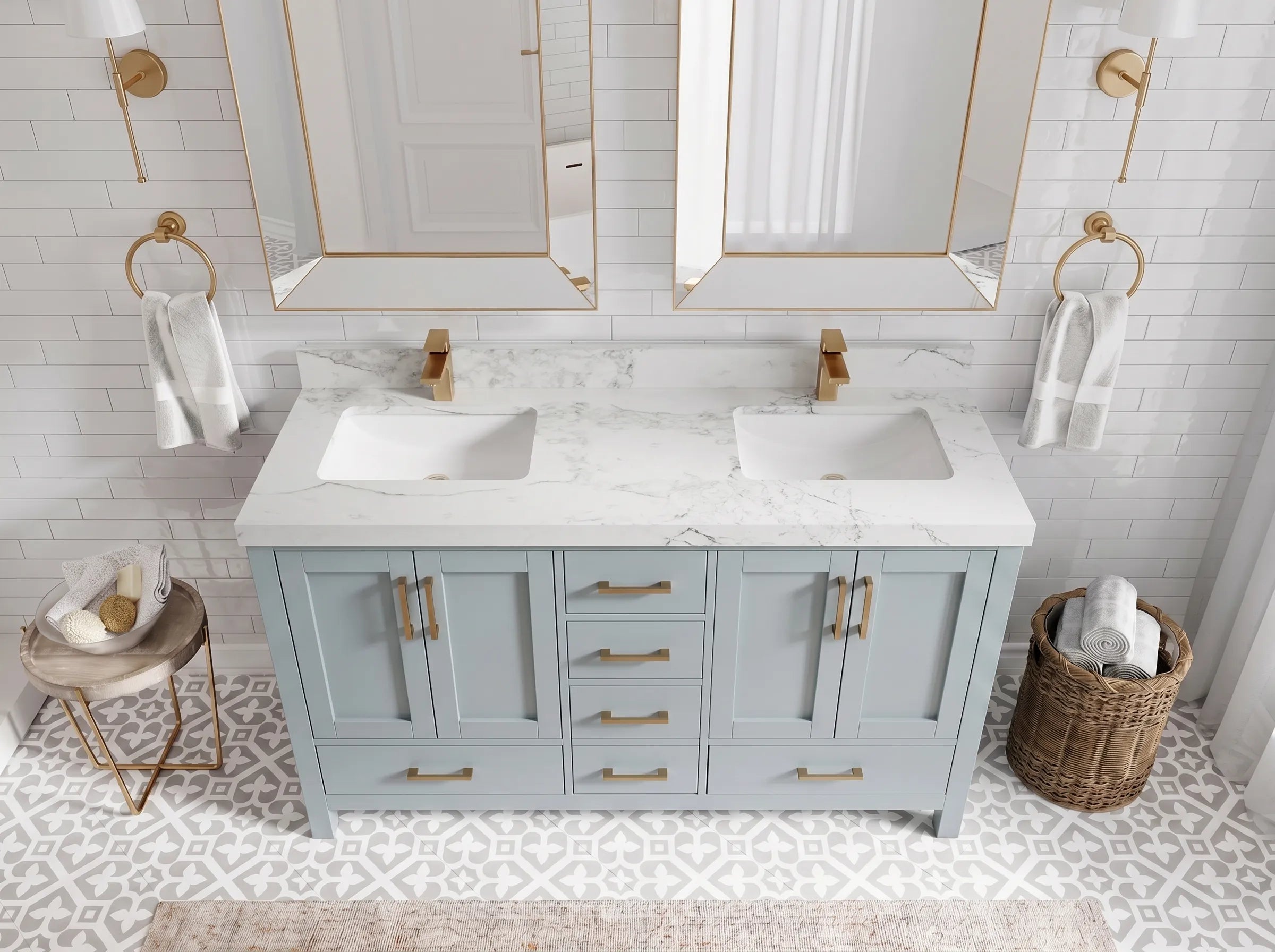 Malibu 60 in. W x 22 in. D Double Sink Bathroom Vanity