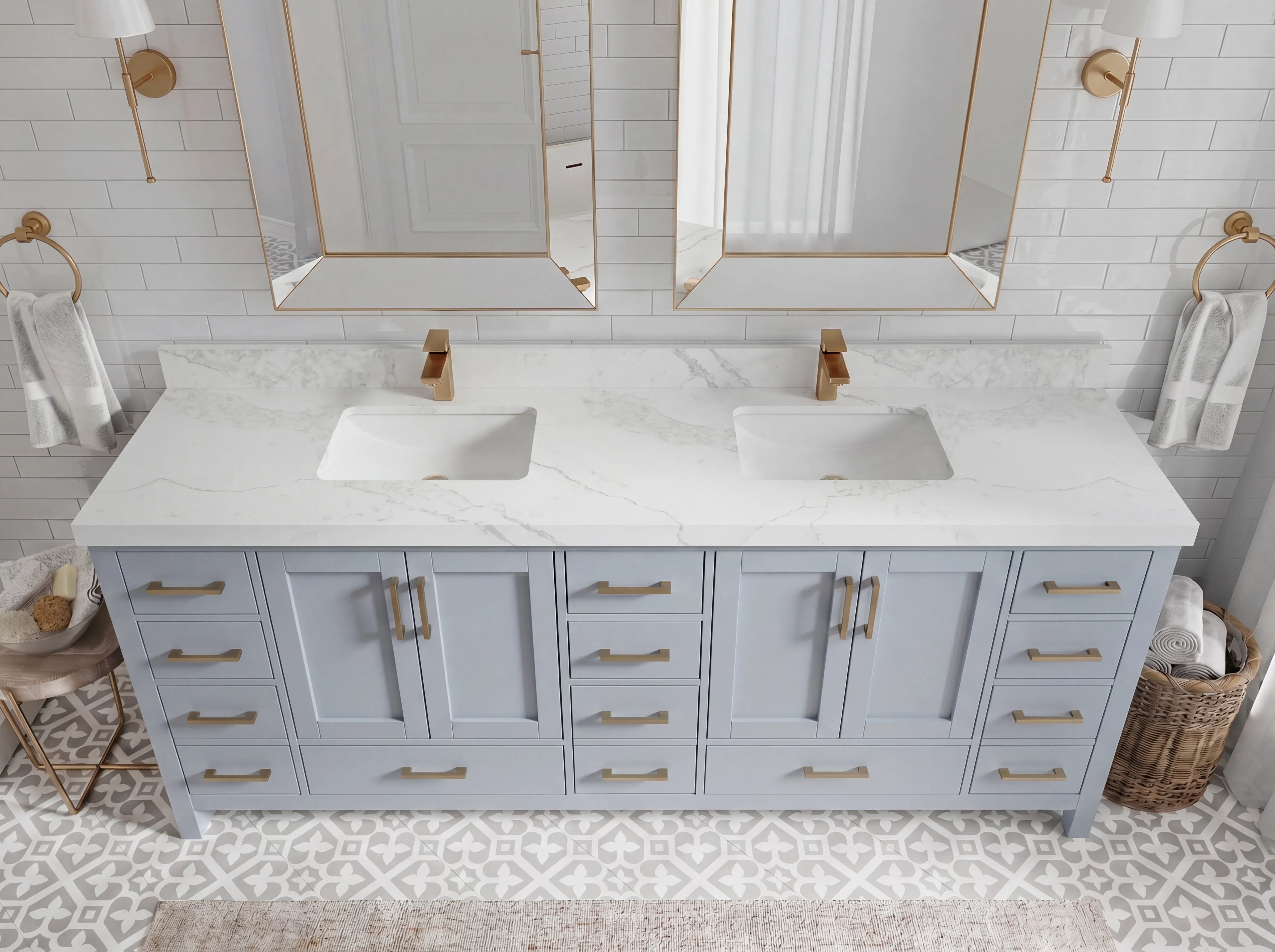 Malibu 84 in. W x 22 in. D Double Sink Bathroom Vanity