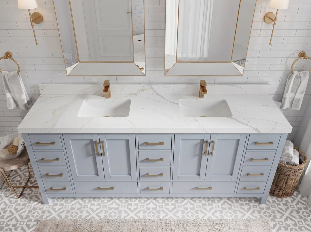Malibu 84 in. W x 22 in. D Double Sink Bathroom Vanity | 
              
                Blue Heather
                
                  
             - MLB_BLU_WHQZ_84 - photo №11