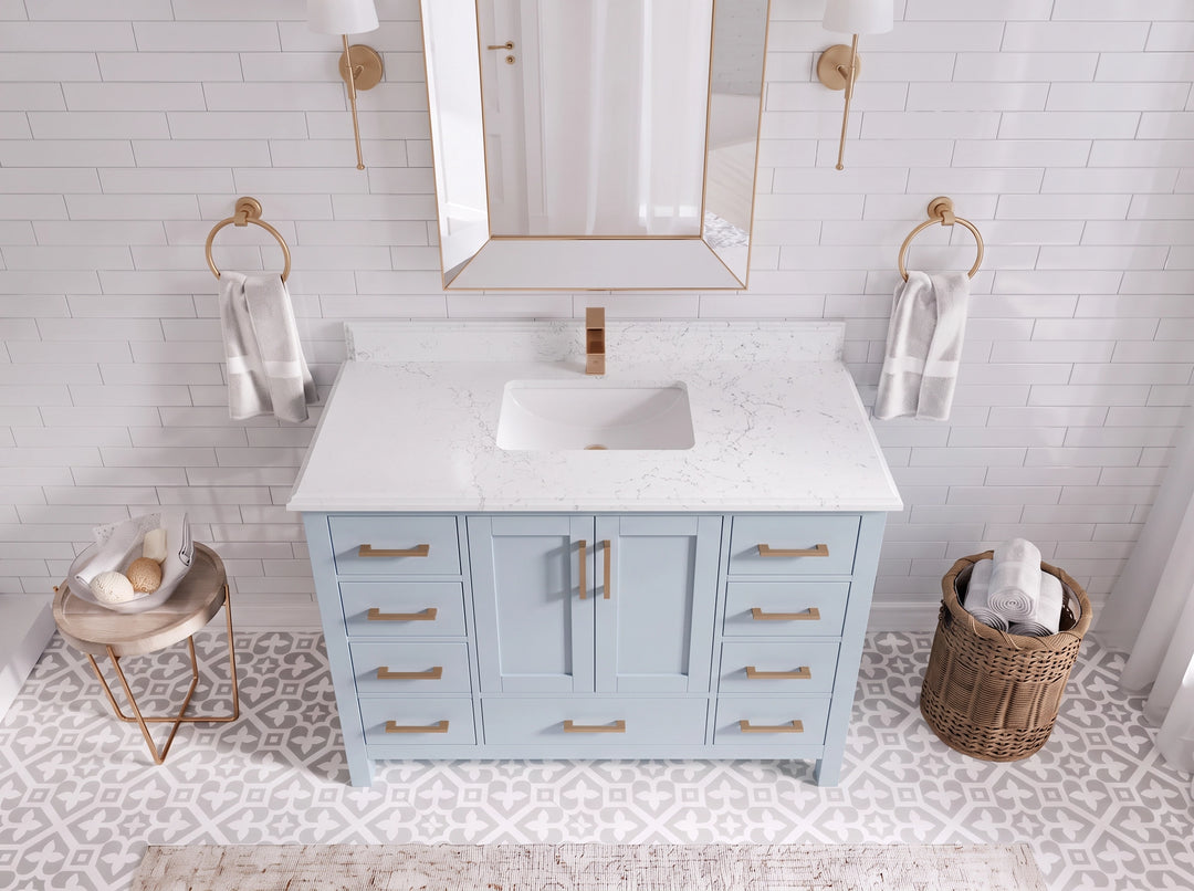 Malibu 48 in. W x 22 in. D Single Sink Bathroom Vanity | 
              
                Blue Heather
                
                  
             - MLB_BLU_WHQZ_48S - photo №28