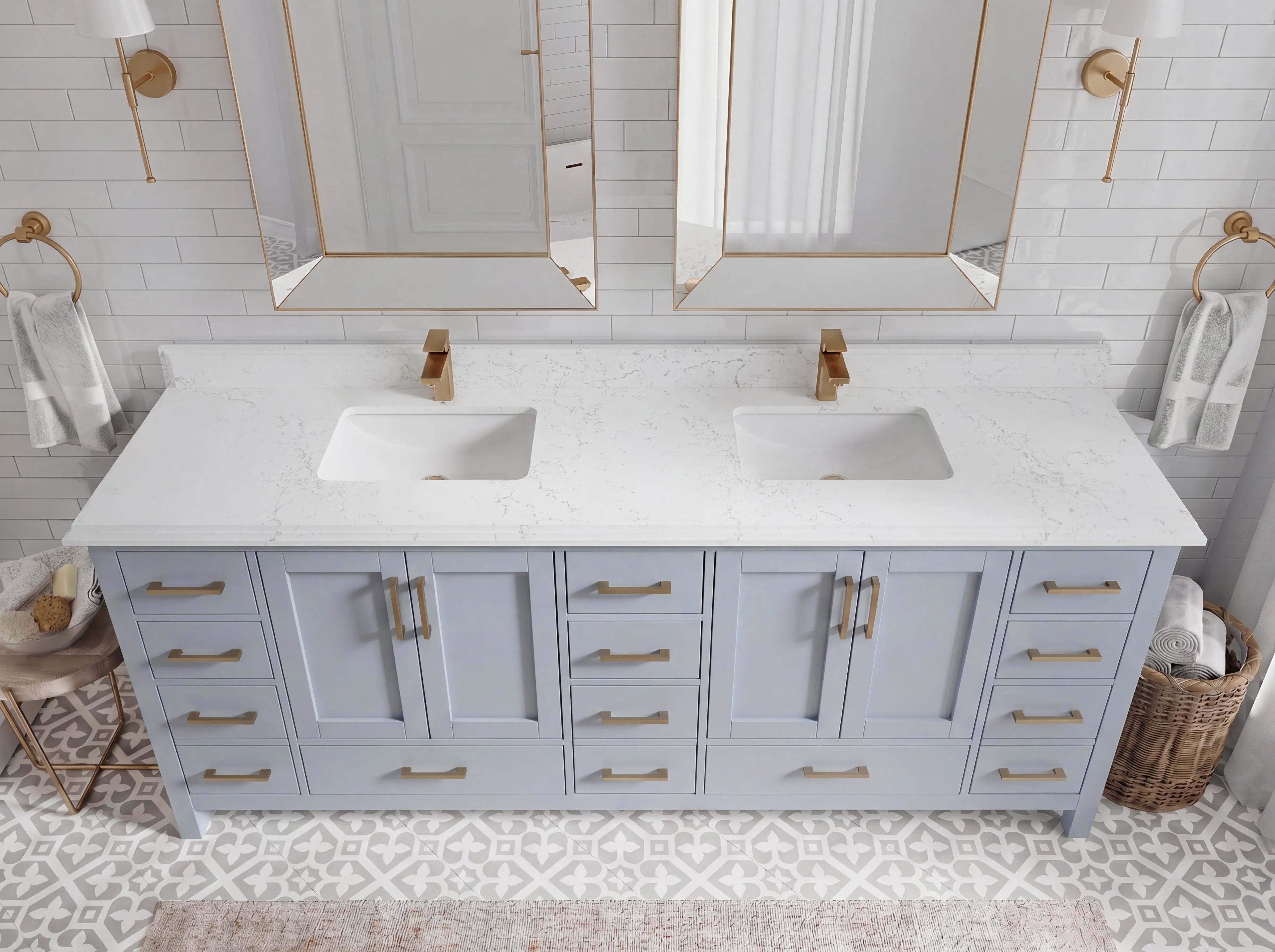 Malibu 84 in. W x 22 in. D Double Sink Bathroom Vanity