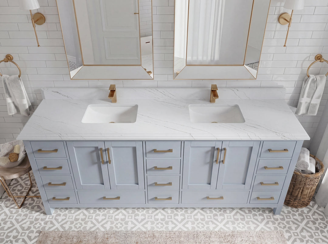 Malibu 84 in. W x 22 in. D Double Sink Bathroom Vanity | 
              
                Blue Heather
                
                  
             - MLB_BLU_WHQZ_84 - photo №15