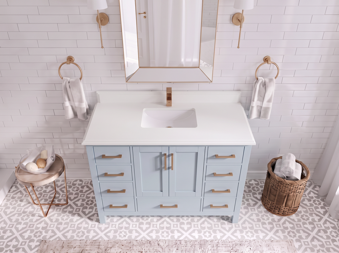 Malibu 48 in. W x 22 in. D Single Sink Bathroom Vanity | 
              
                Blue Heather
                
                  
             - MLB_BLU_WHQZ_48S - photo №31
