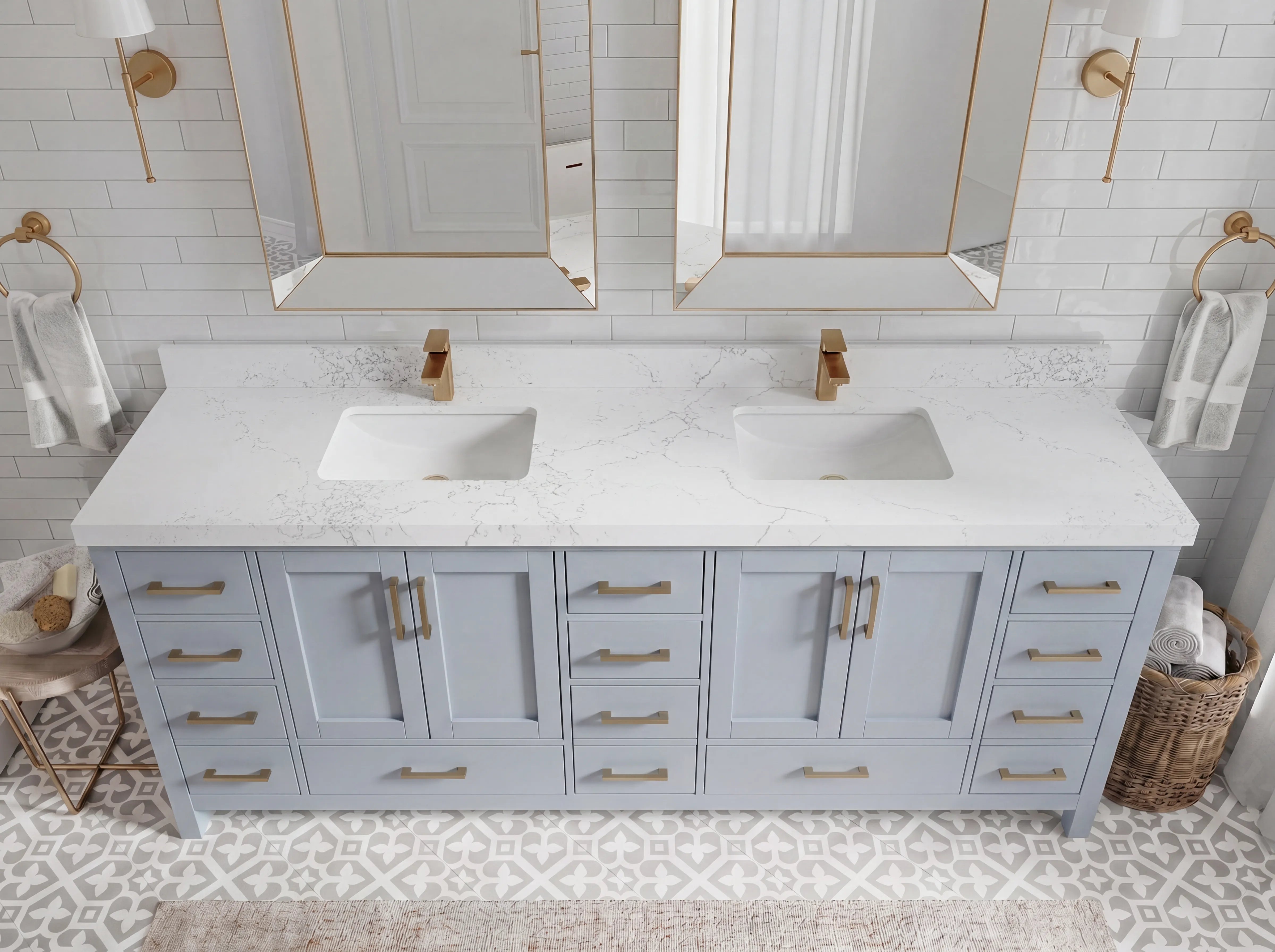 Malibu 84 in. W x 22 in. D Double Sink Bathroom Vanity