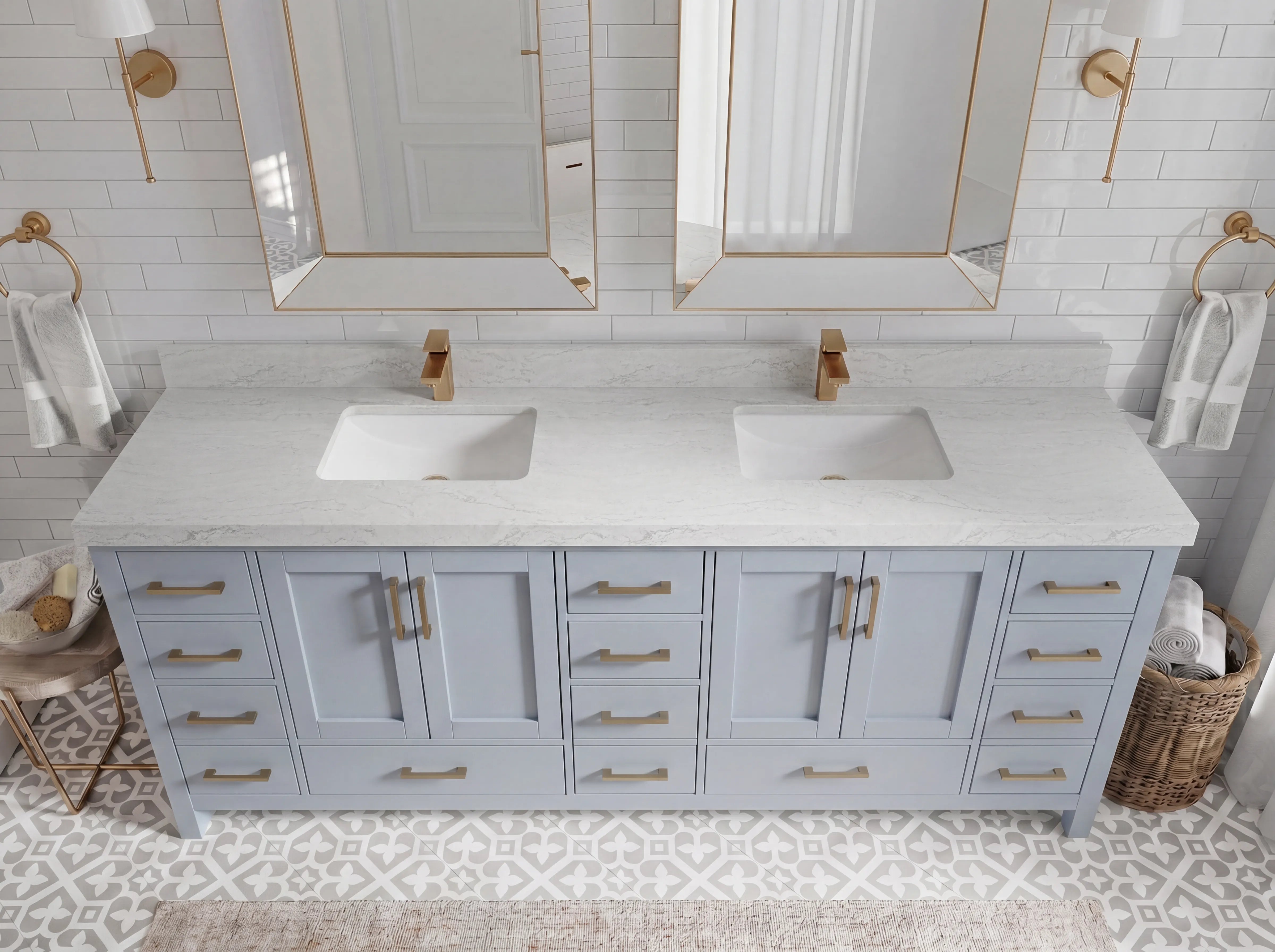 Malibu 84 in. W x 22 in. D Double Sink Bathroom Vanity