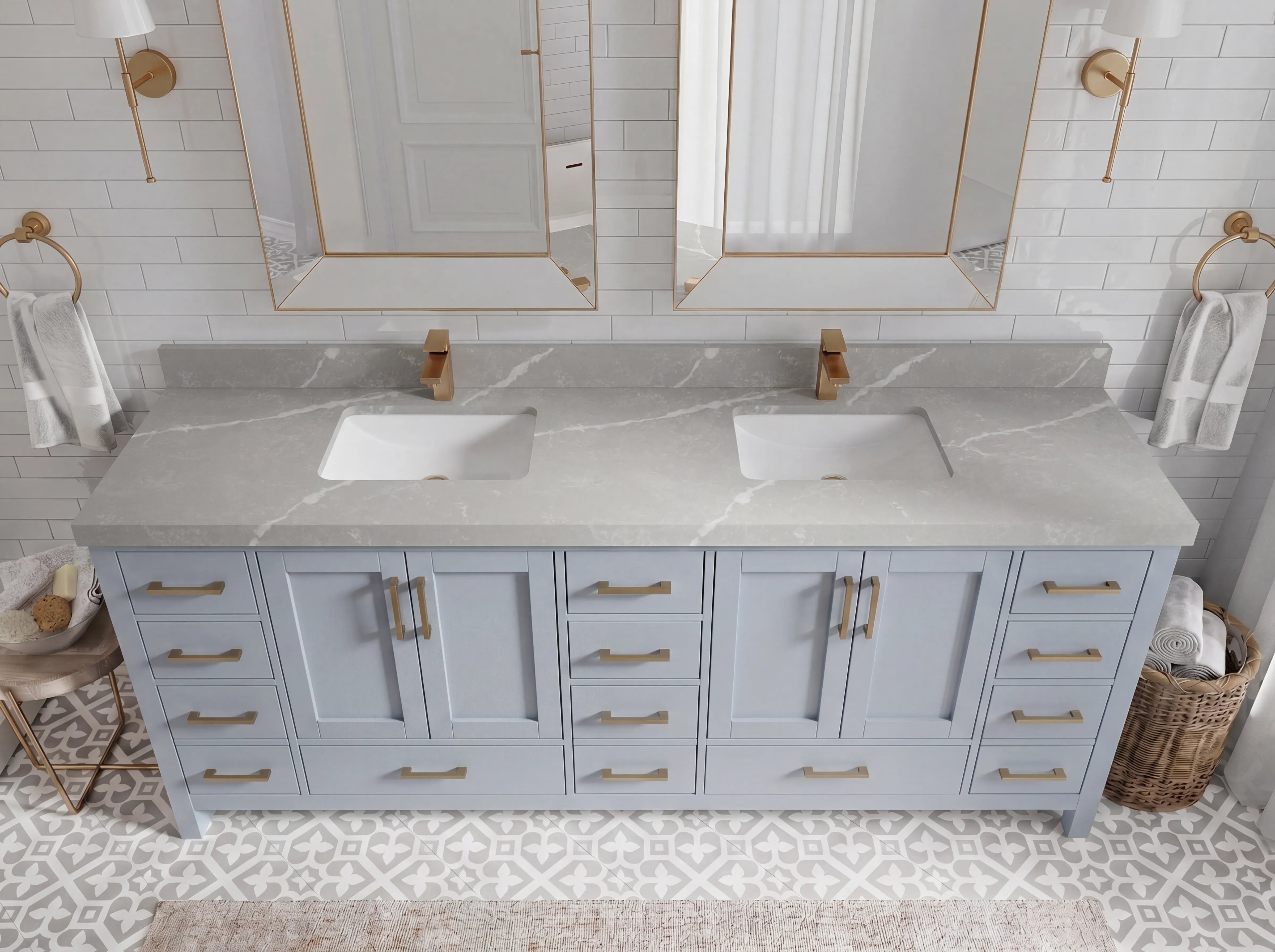 Malibu 84 in. W x 22 in. D Double Sink Bathroom Vanity