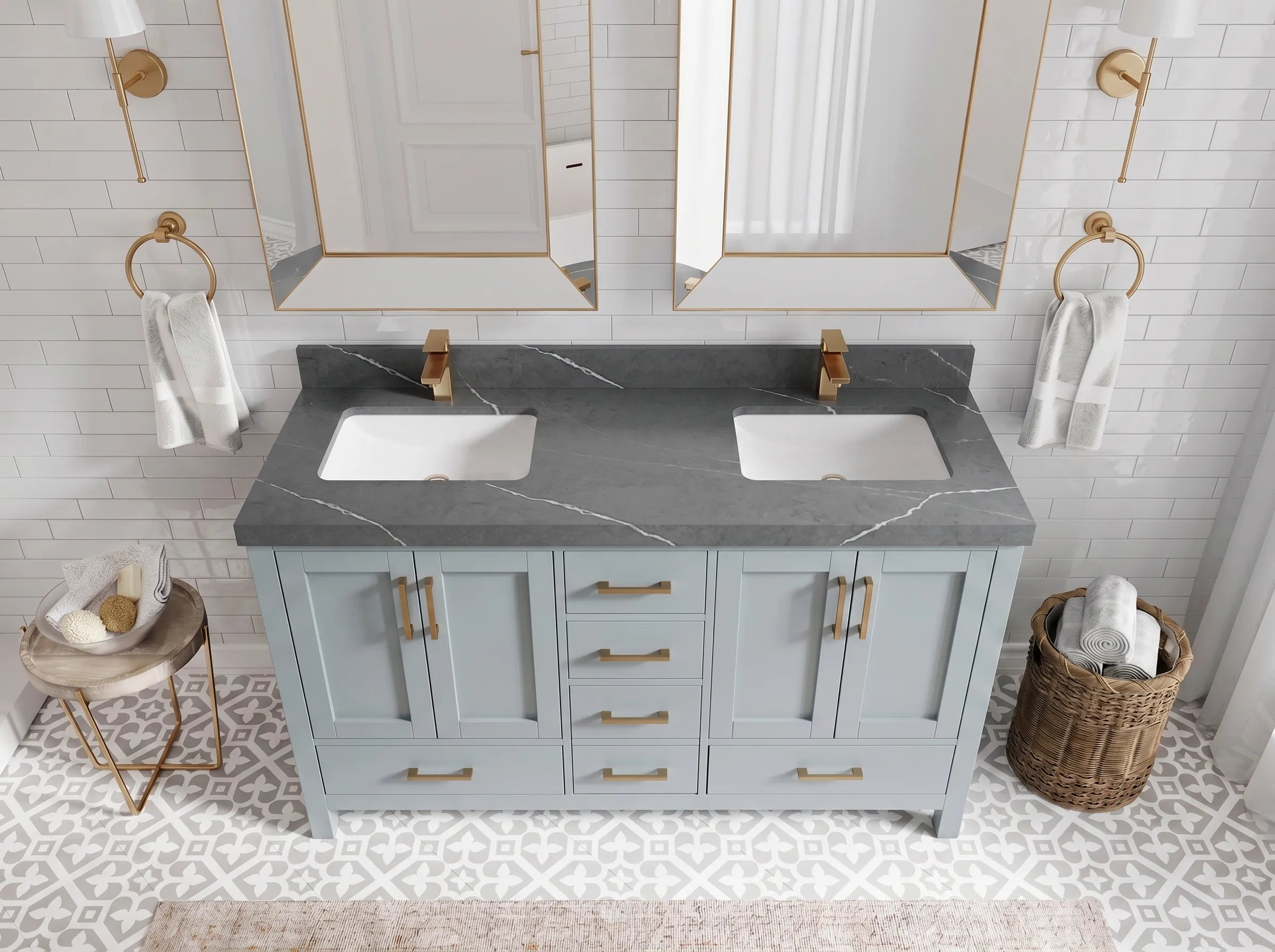Malibu 60 in. W x 22 in. D Double Sink Bathroom Vanity
