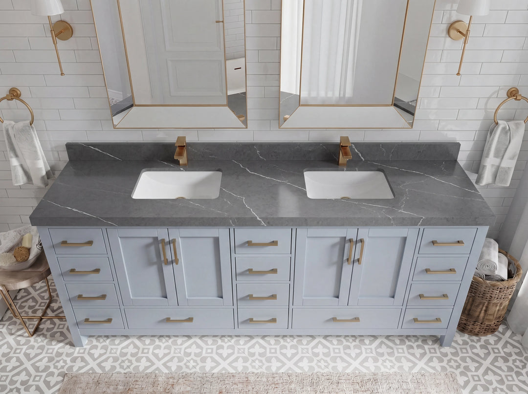 Malibu 84 in. W x 22 in. D Double Sink Bathroom Vanity | 
              
                Blue Heather
                
                  
             - MLB_BLU_WHQZ_84 - photo №23