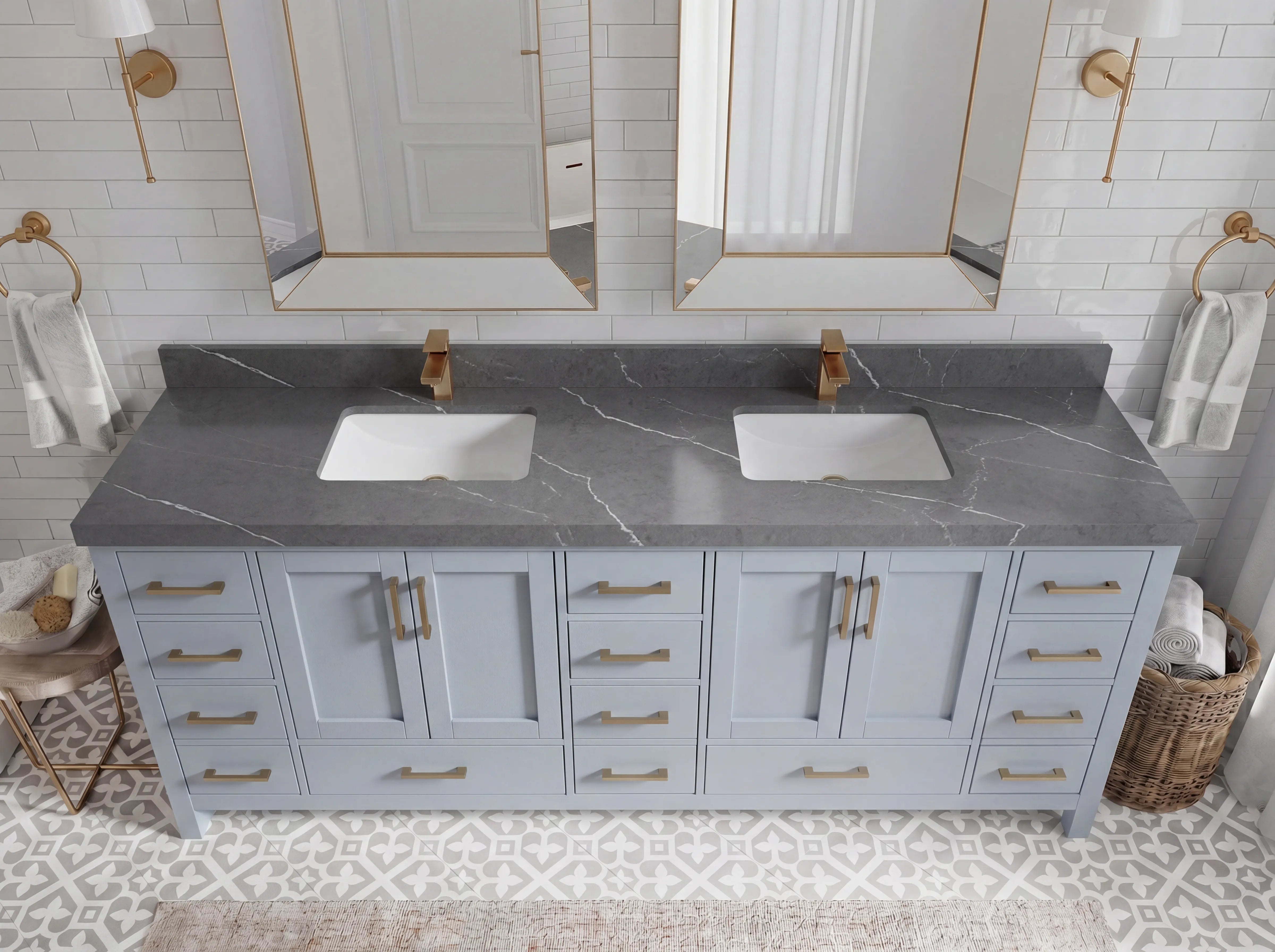 Malibu 84 in. W x 22 in. D Double Sink Bathroom Vanity