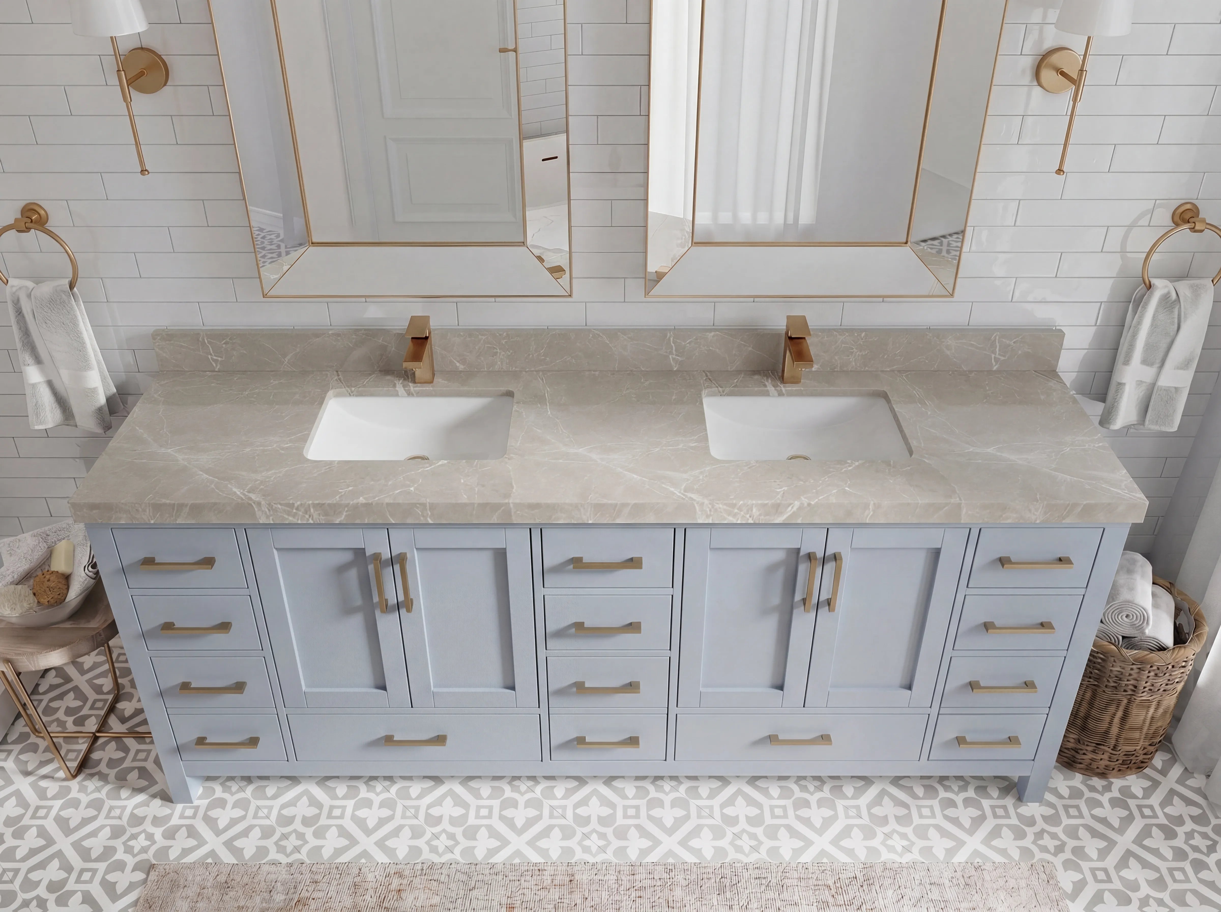 Malibu 84 in. W x 22 in. D Double Sink Bathroom Vanity