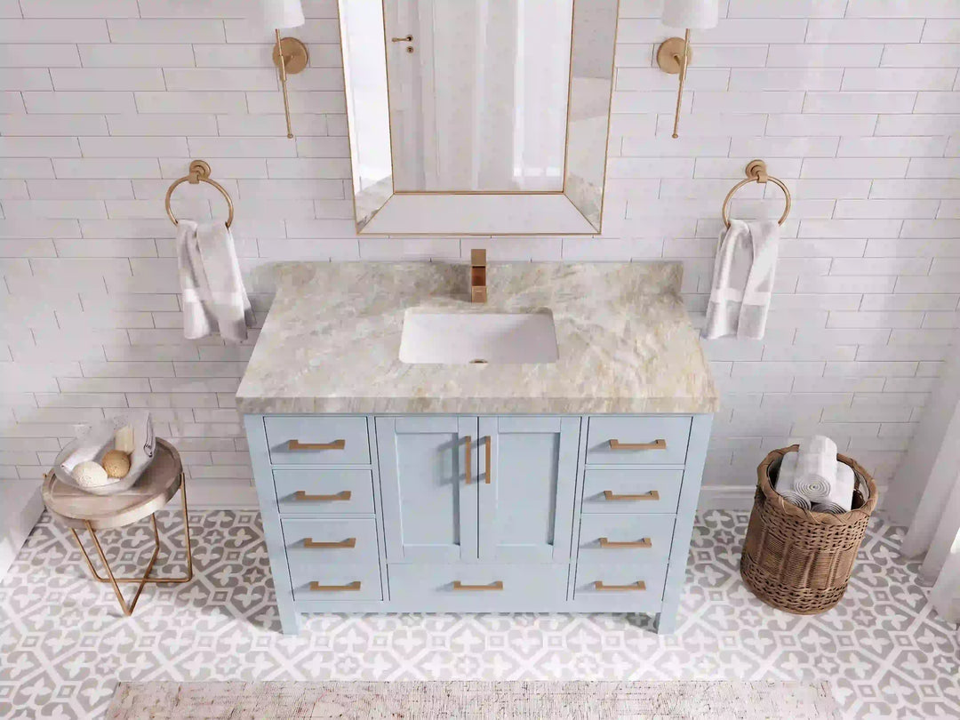 Malibu 48 in. W x 22 in. D Single Sink Bathroom Vanity | 
              
                Blue Heather
                
                  
             - MLB_BLU_WHQZ_48S - photo №4