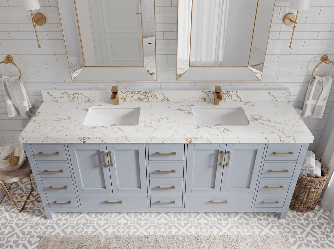 Malibu 84 in. W x 22 in. D Double Sink Bathroom Vanity | 
              
                Blue Heather
                
                  
             - MLB_BLU_WHQZ_84 - photo №28