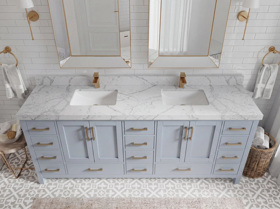 Malibu 84 in. W x 22 in. D Double Sink Bathroom Vanity | 
              
                Blue Heather
                
                  
             - MLB_BLU_WHQZ_84 - photo №30