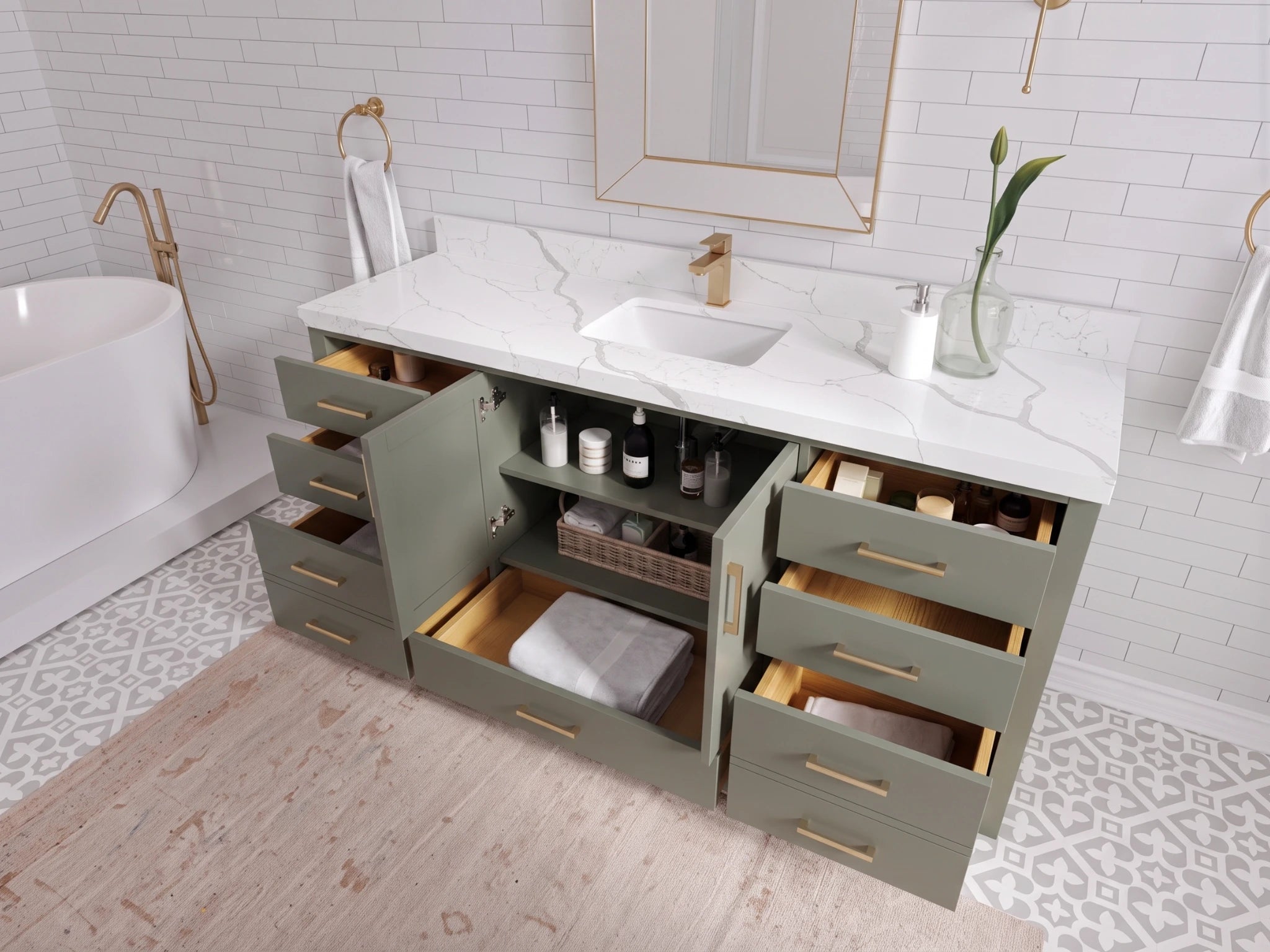 Malibu 72 in. W x 22 in. D Single Sink Bathroom Vanity