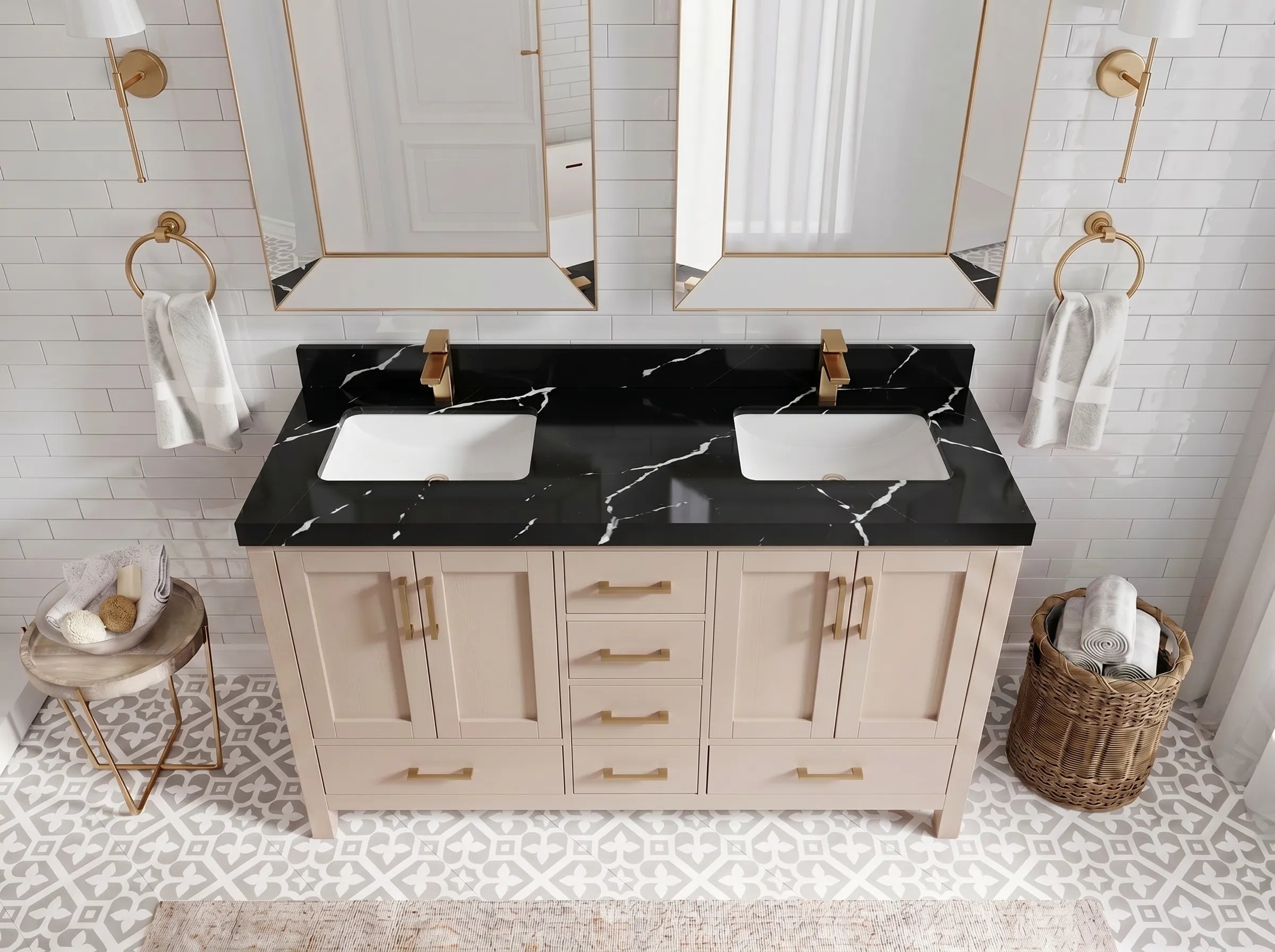 Malibu 60 in. W x 22 in. D Double Sink Bathroom Vanity