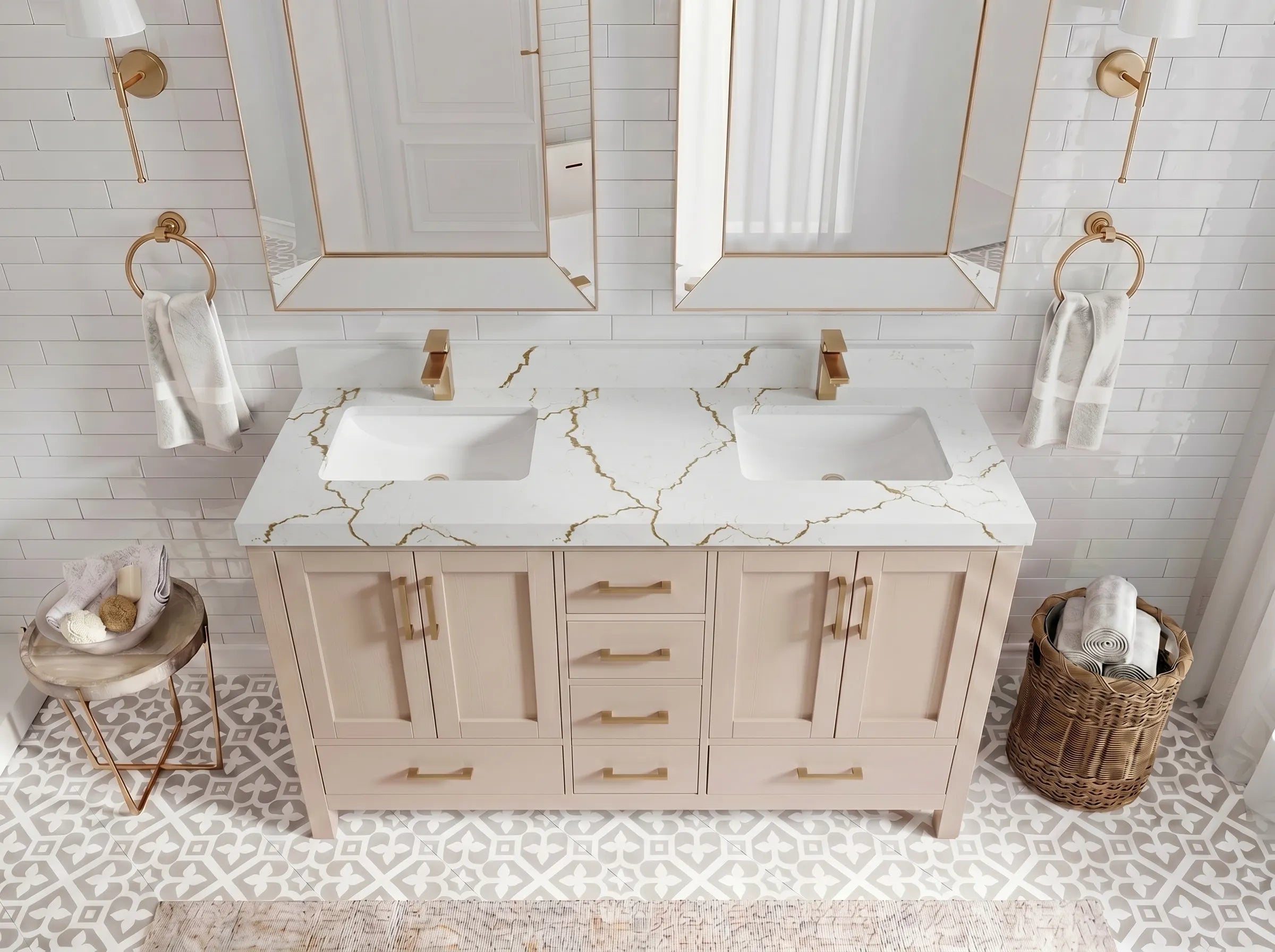 Malibu 60 in. W x 22 in. D Double Sink Bathroom Vanity