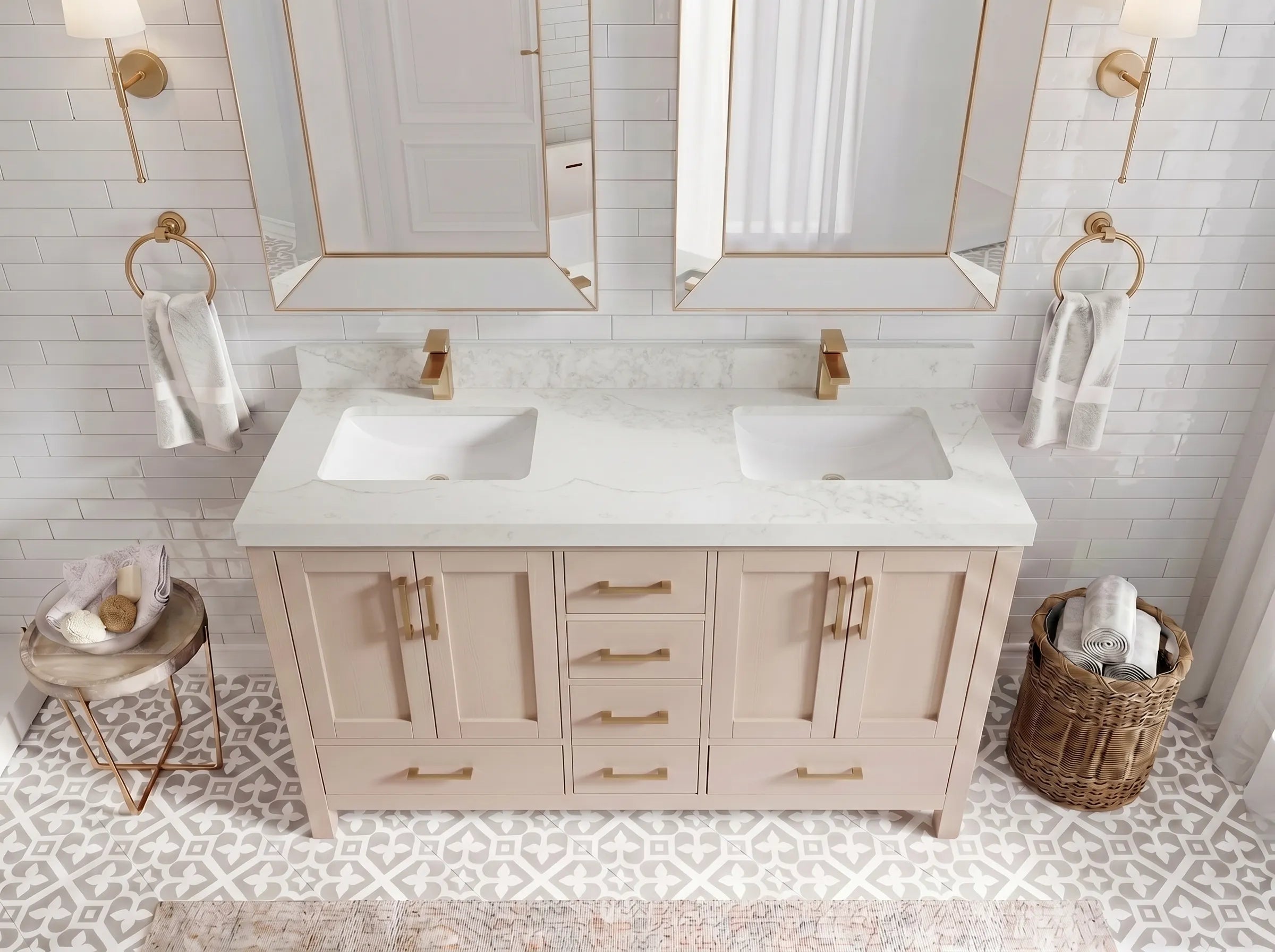 Malibu 60 in. W x 22 in. D Double Sink Bathroom Vanity