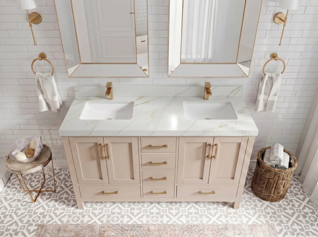 Malibu 60 in. W x 22 in. D Double Sink Bathroom Vanity | 
              
                Pink
                
                  
             - MLB_PNK_WHQZ_60D - photo №11