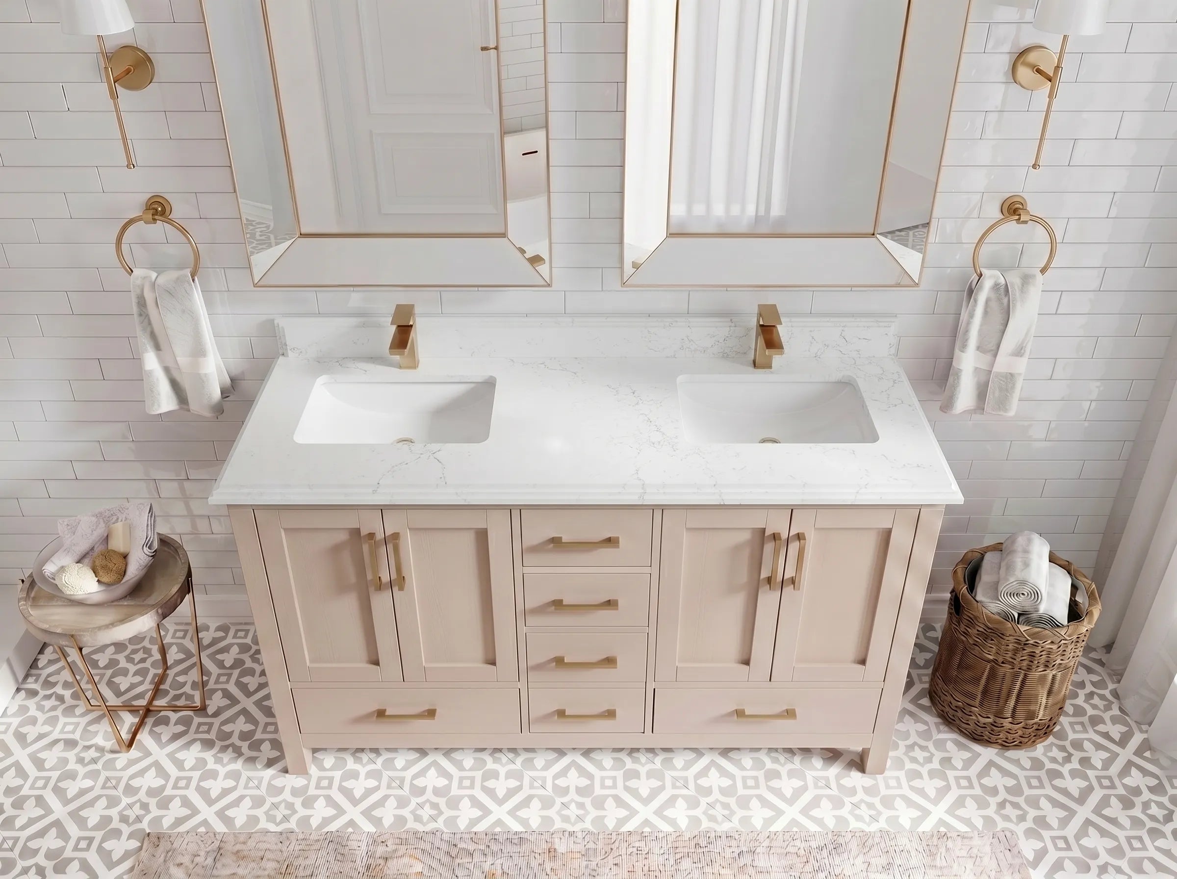 Malibu 60 in. W x 22 in. D Double Sink Bathroom Vanity