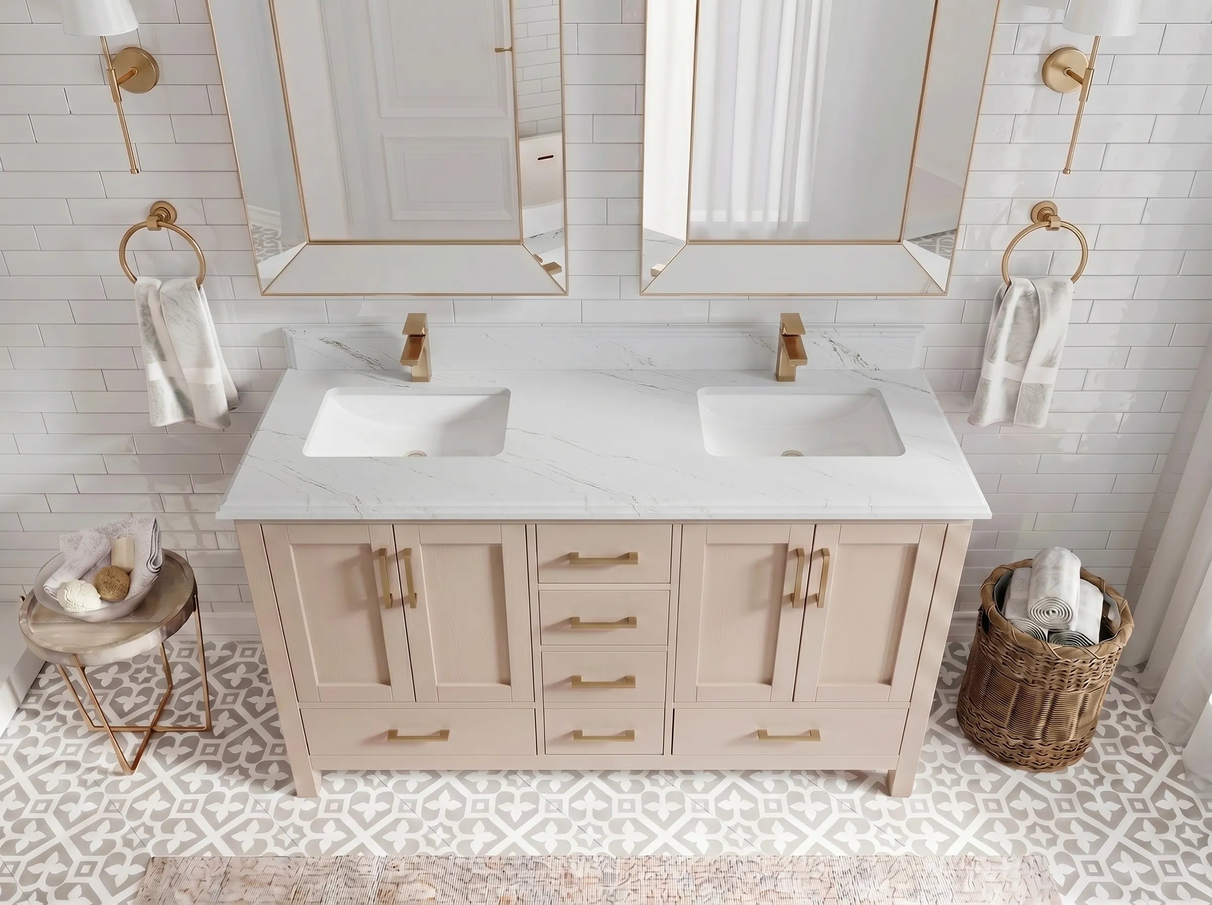 Malibu 60 in. W x 22 in. D Double Sink Bathroom Vanity