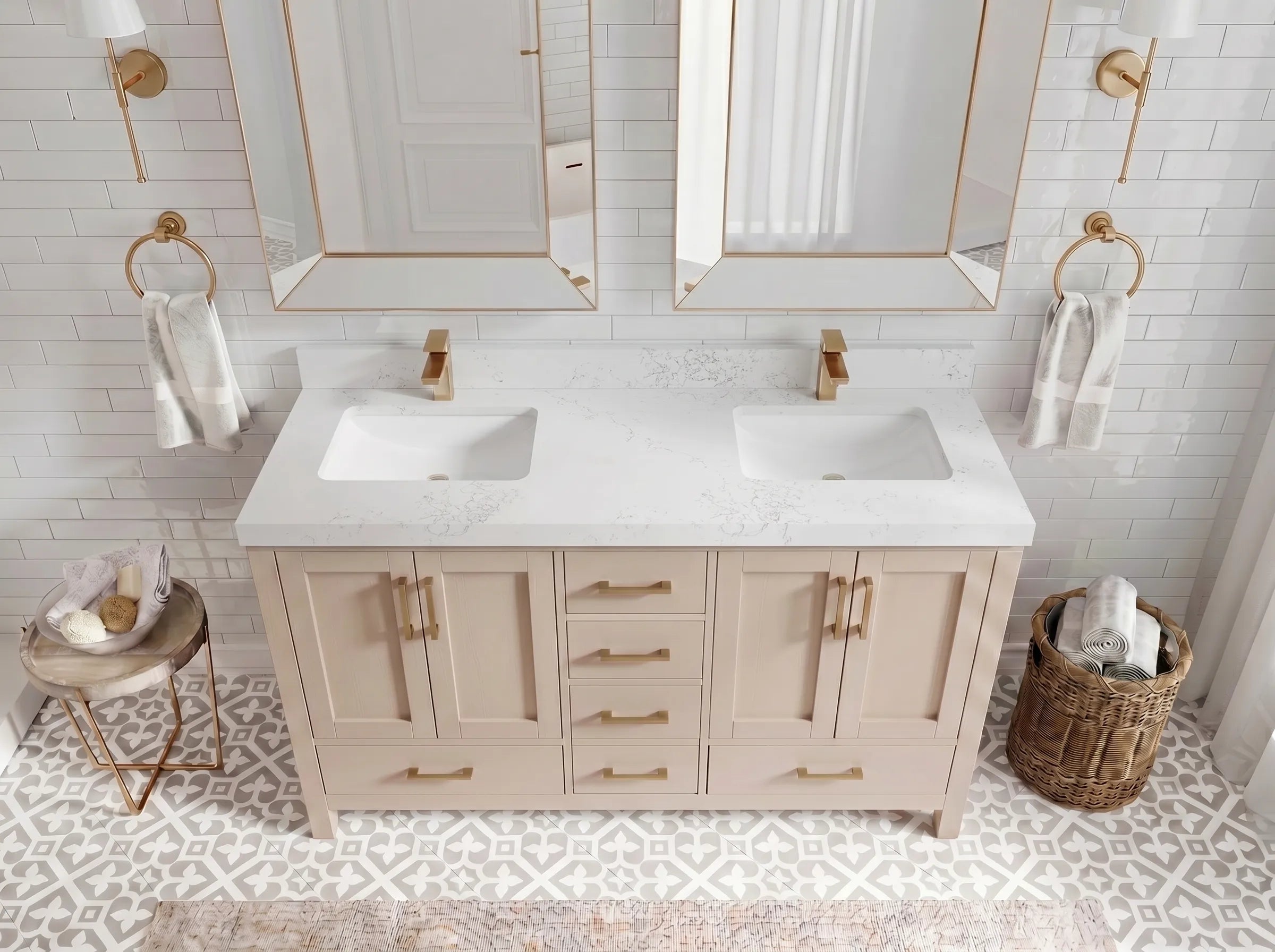 Malibu 60 in. W x 22 in. D Double Sink Bathroom Vanity