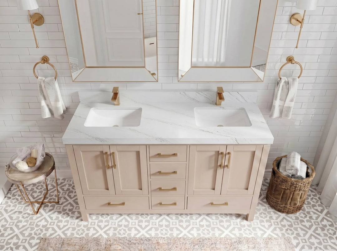 Malibu 60 in. W x 22 in. D Double Sink Bathroom Vanity | 
              
                Pink
                
                  
             - MLB_PNK_WHQZ_60D - photo №22