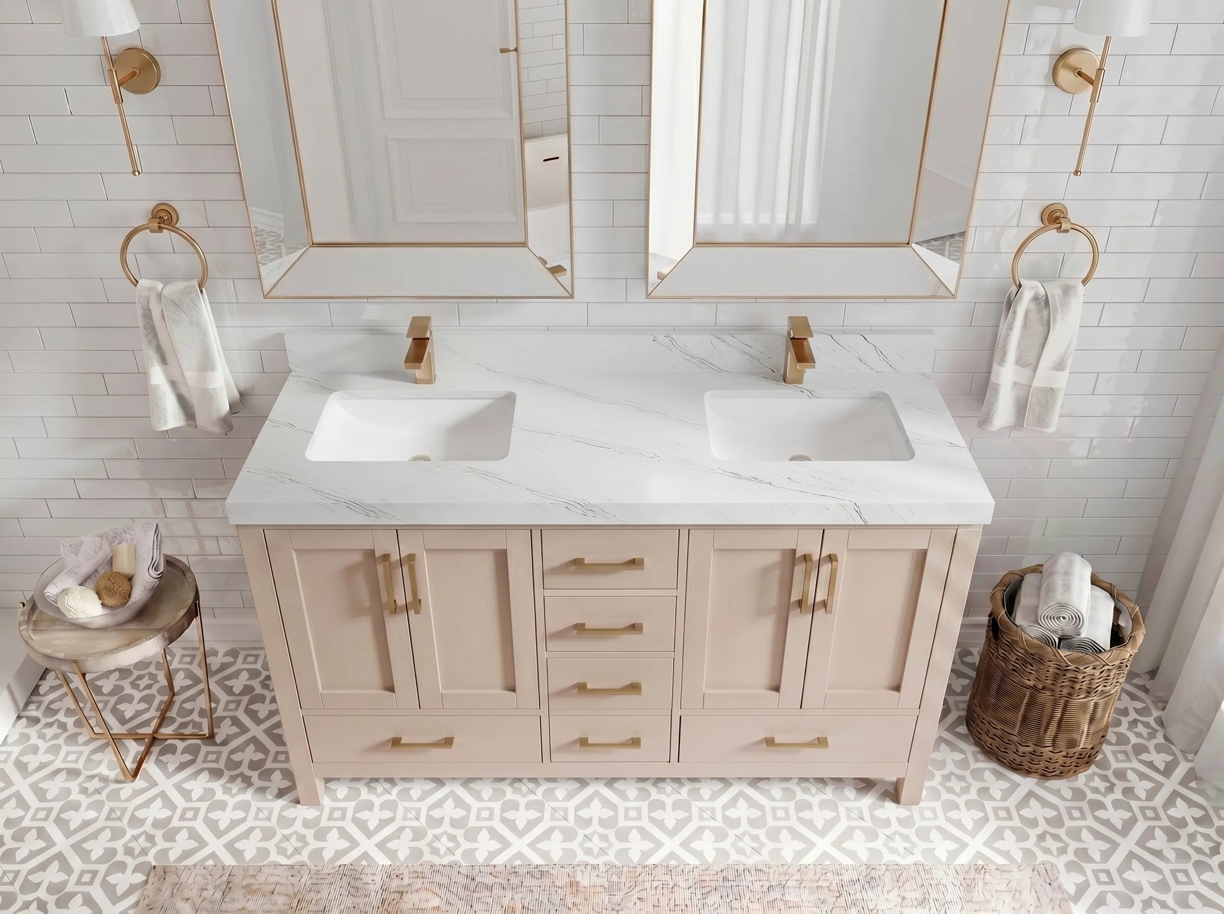 Malibu 60 in. W x 22 in. D Double Sink Bathroom Vanity
