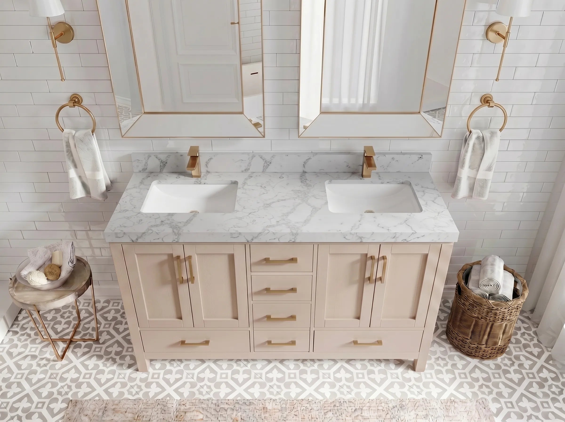 Malibu 60 in. W x 22 in. D Double Sink Bathroom Vanity