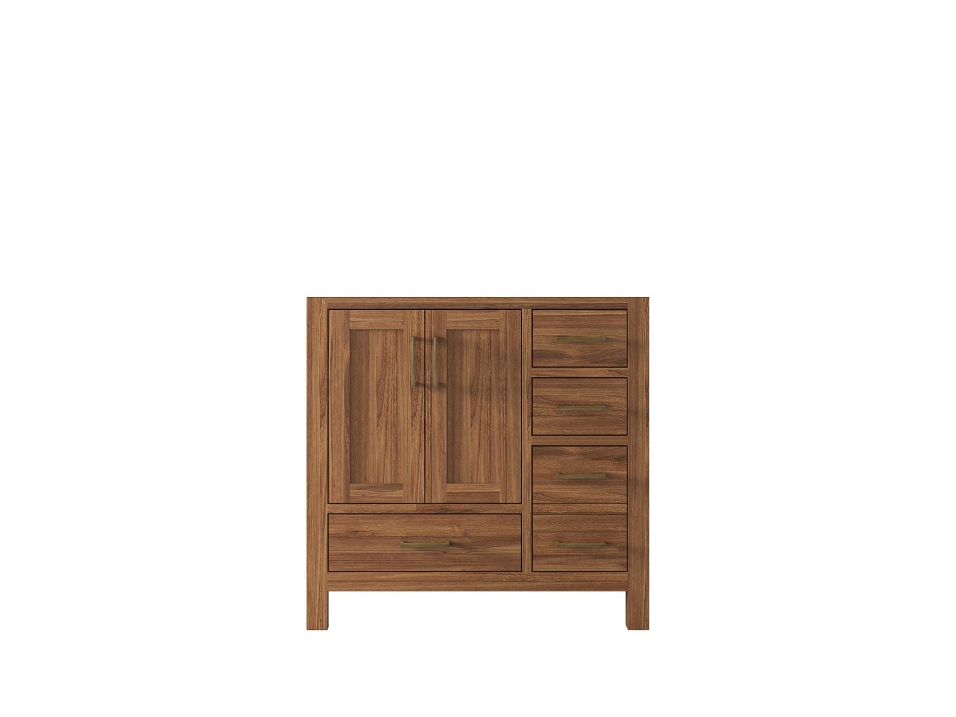 Malibu Teak Wood 36 in. W x 22 in. D Left Offset Sink Bathroom Vanity